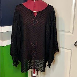 Black blouse seethrew
